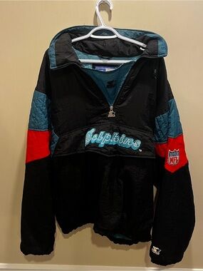 Vintage 90s Starter Pro Line Miami Dolphins Puffer Pullover Jacket Men’s XL